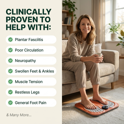Alyqra EMS Foot Massager clinically proven to help with plantar fasciitis and 7 conditions
