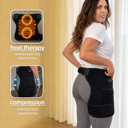 Heat therapy and compression features of the 4-in-1 hip therapy belt